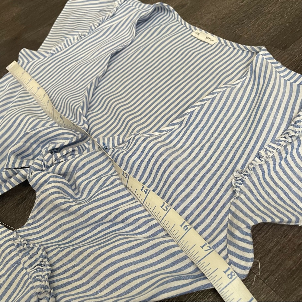 Cotton Candy Blue & White Striped Maxi Dress with Front Tie - Picture 6 of 15